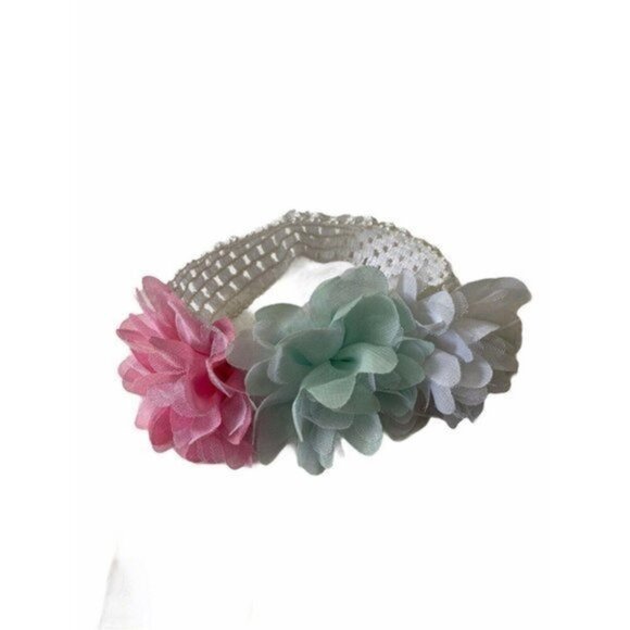 Baby Girls Chiffon Flower Elastic Headband Knit Hair Band Head Wraps Headwear - Picture 1 of 6